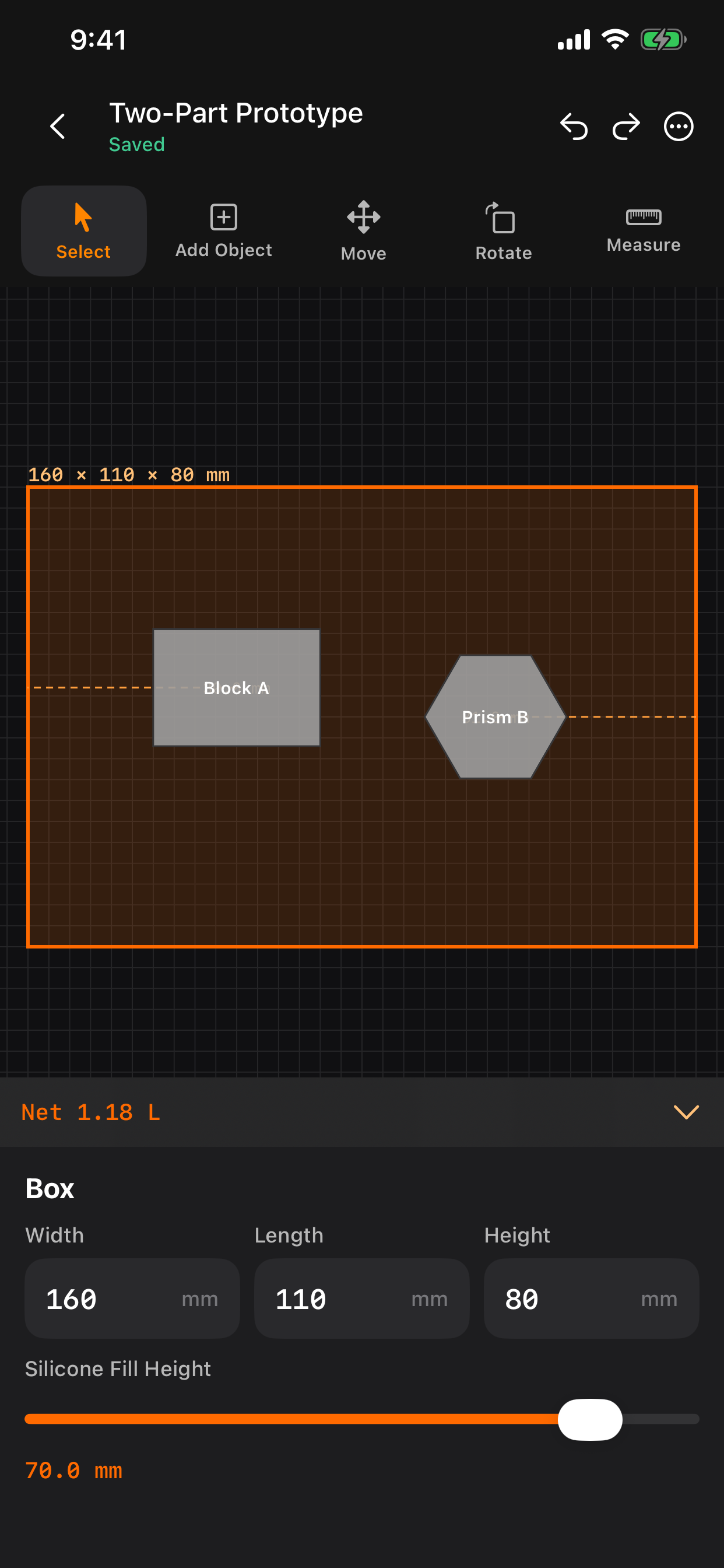 Mold Studio with orange mold box and master objects